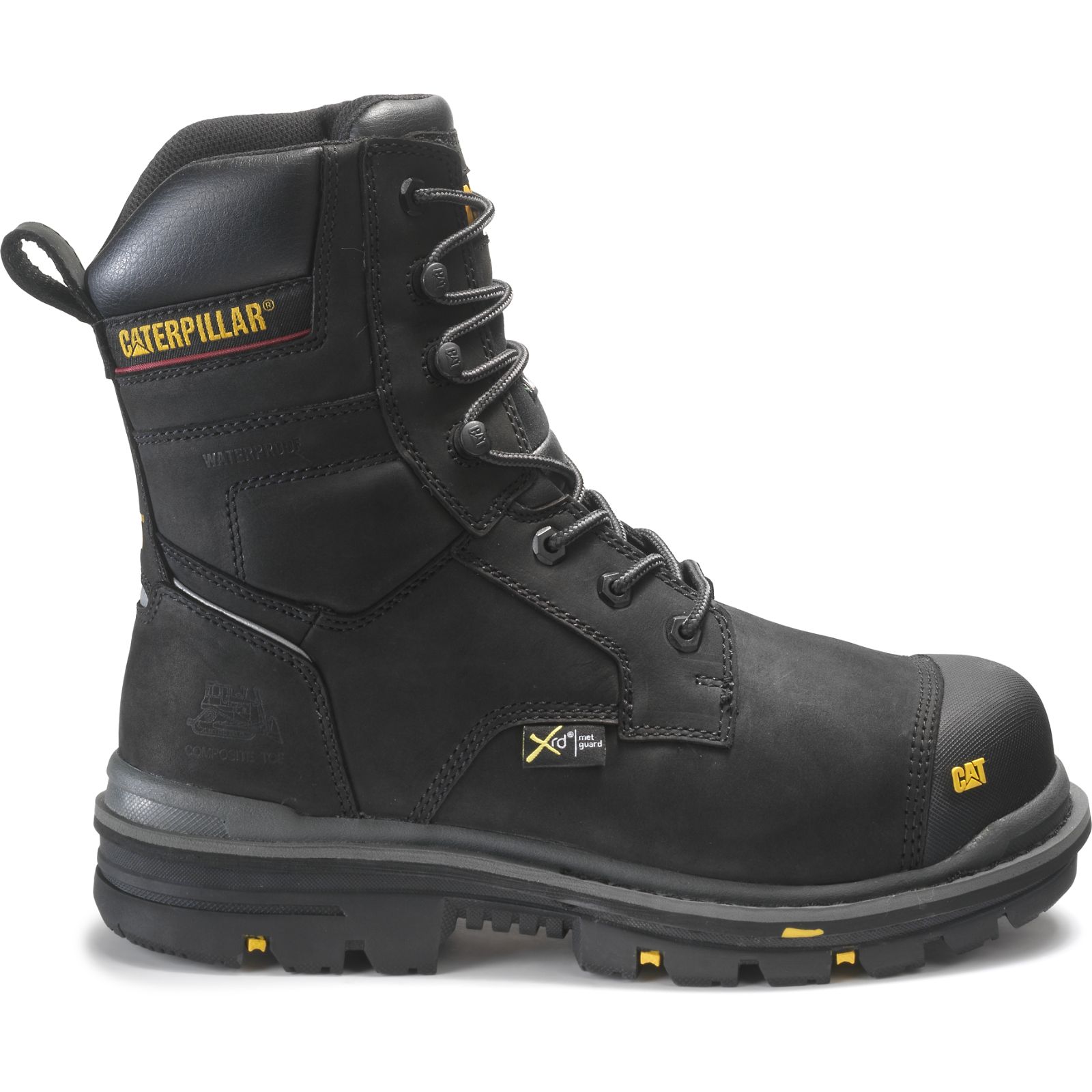 Men's Caterpillar Rasp 8" Waterproof Met Csa Work Boots Black Ireland HVDA15907